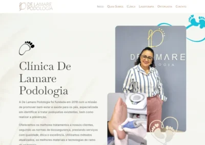 Print da página início do site De Lamare Podologia