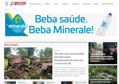 Print da página início do site Site Correio Acreano